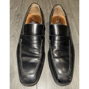 SALVATORE FERRAGAMO Men Sz 8.5EE Lavorazione Tramezza Black Leather Loafer Shoes